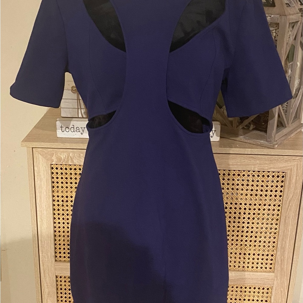 Anthropologie Blue Sheath Mini Dress with Cutout Details